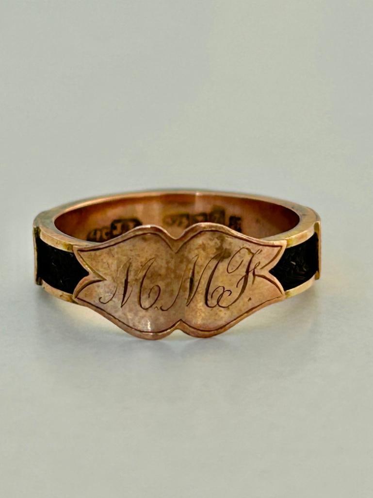Antique Gold Mourning Band Ring - 2