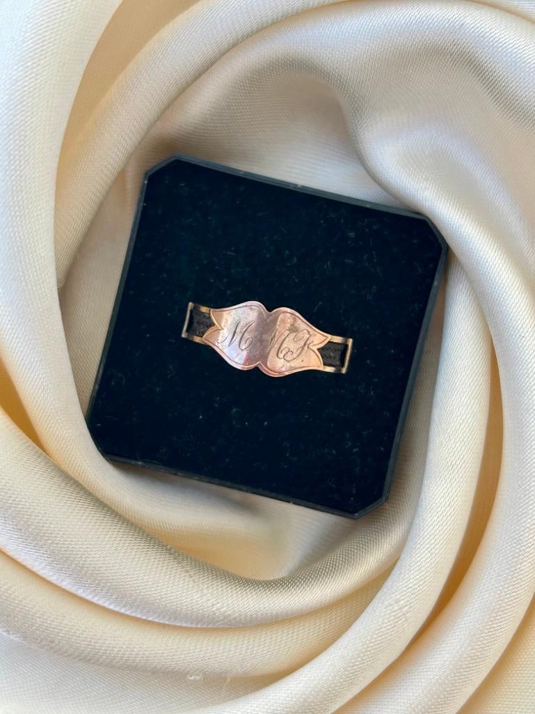 Antique Gold Mourning Band Ring - 6