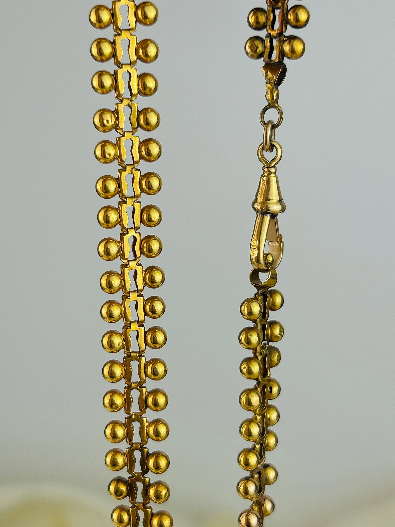 18ct Yellow Gold Ball Detail Collar Necklace with Dogclip - 5