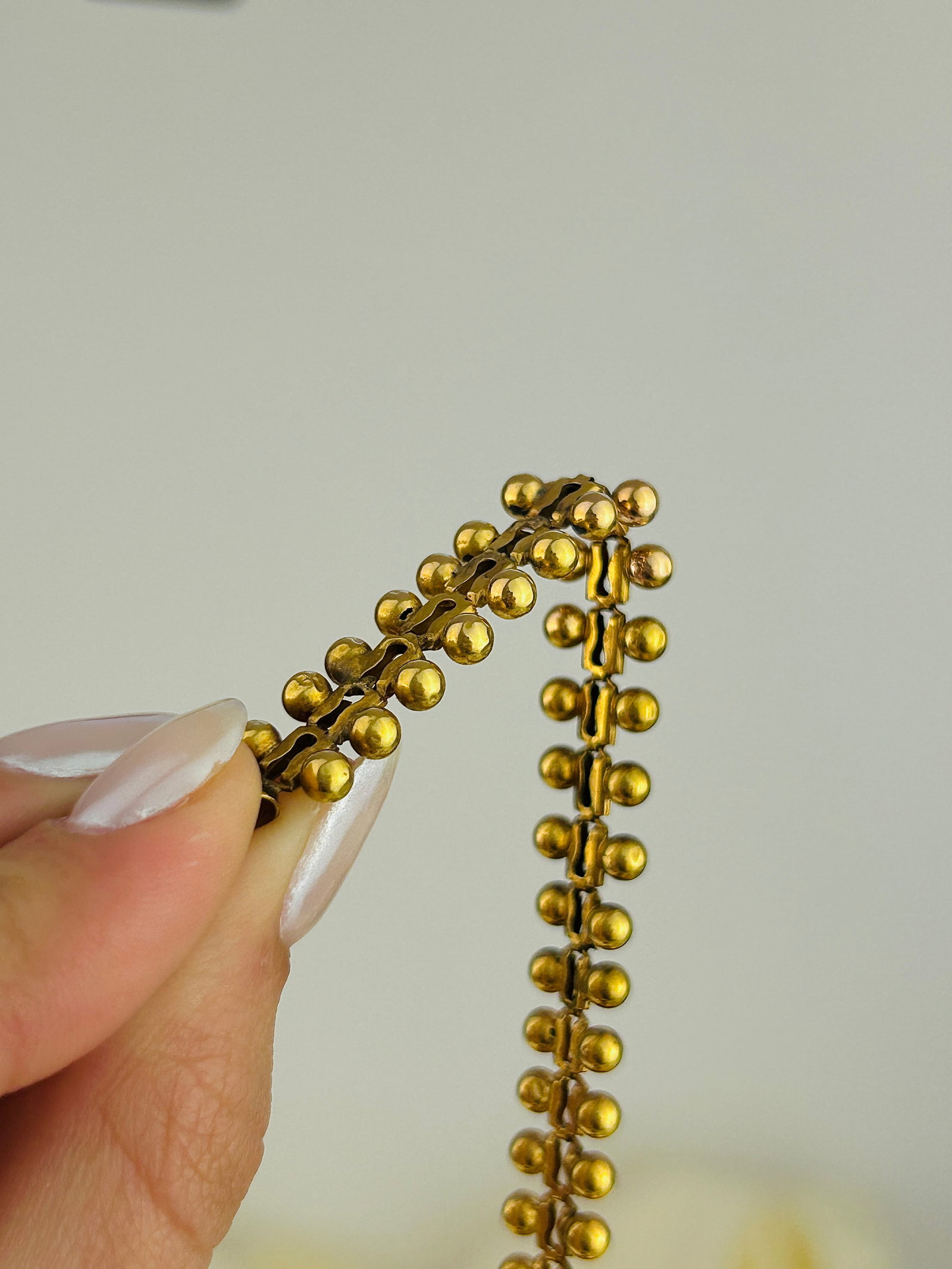 18ct Yellow Gold Ball Detail Collar Necklace with Dogclip - 8