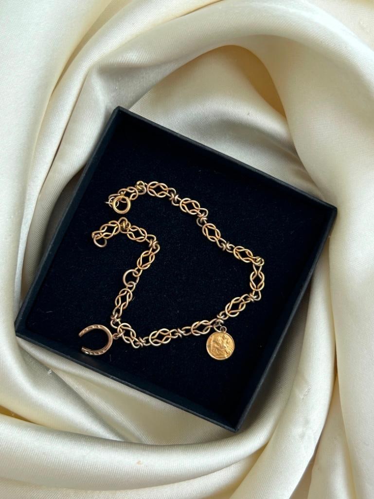 Vintage 9ct Yellow Gold Charm Bracelet - 5