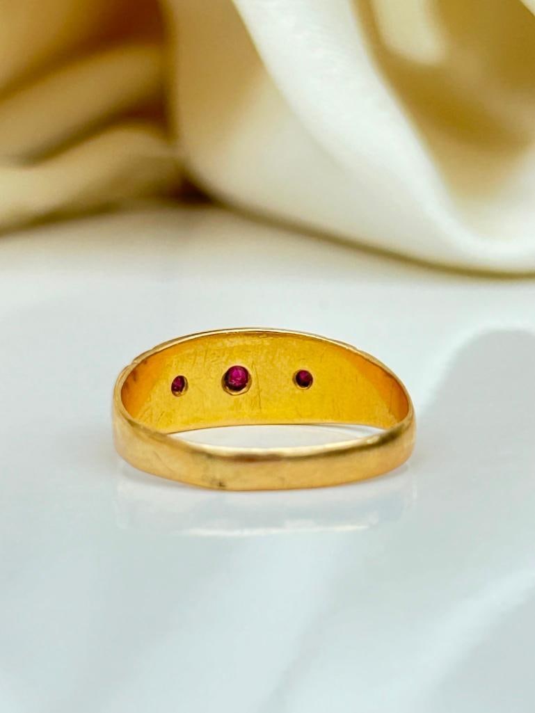 Antique c.1901 18ct Yellow Gold Ruby and Diamond Ring - 7