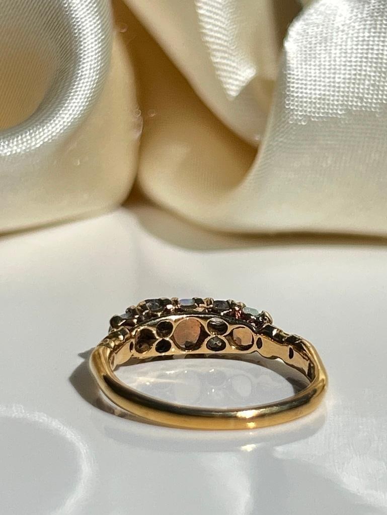 Antique 18ct Yellow Gold Opal and Diamond Ring - 8