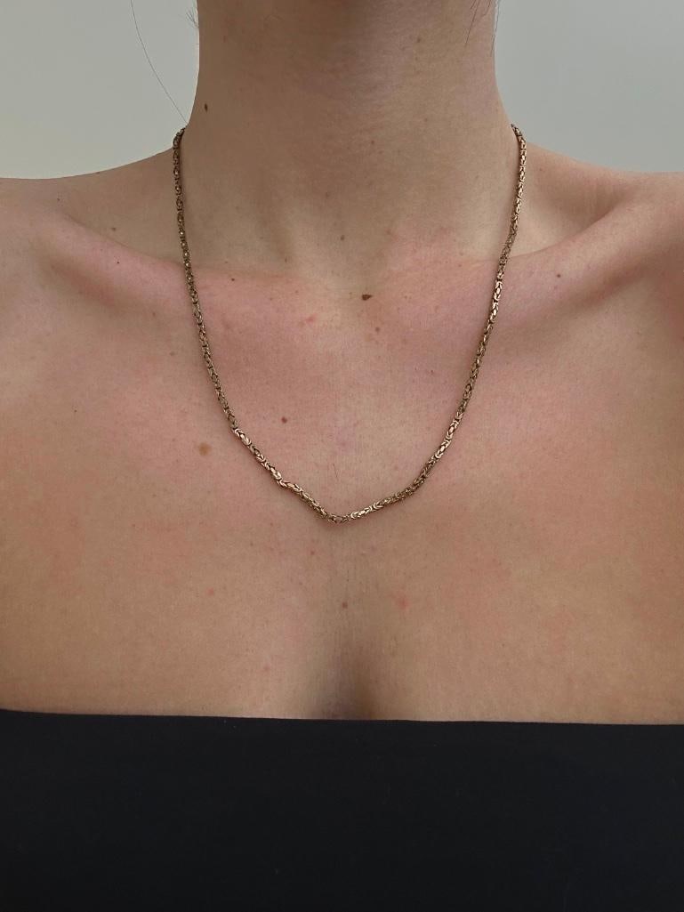 Antique Vintage 9ct Gold Ornate Link Chain Necklace - 2