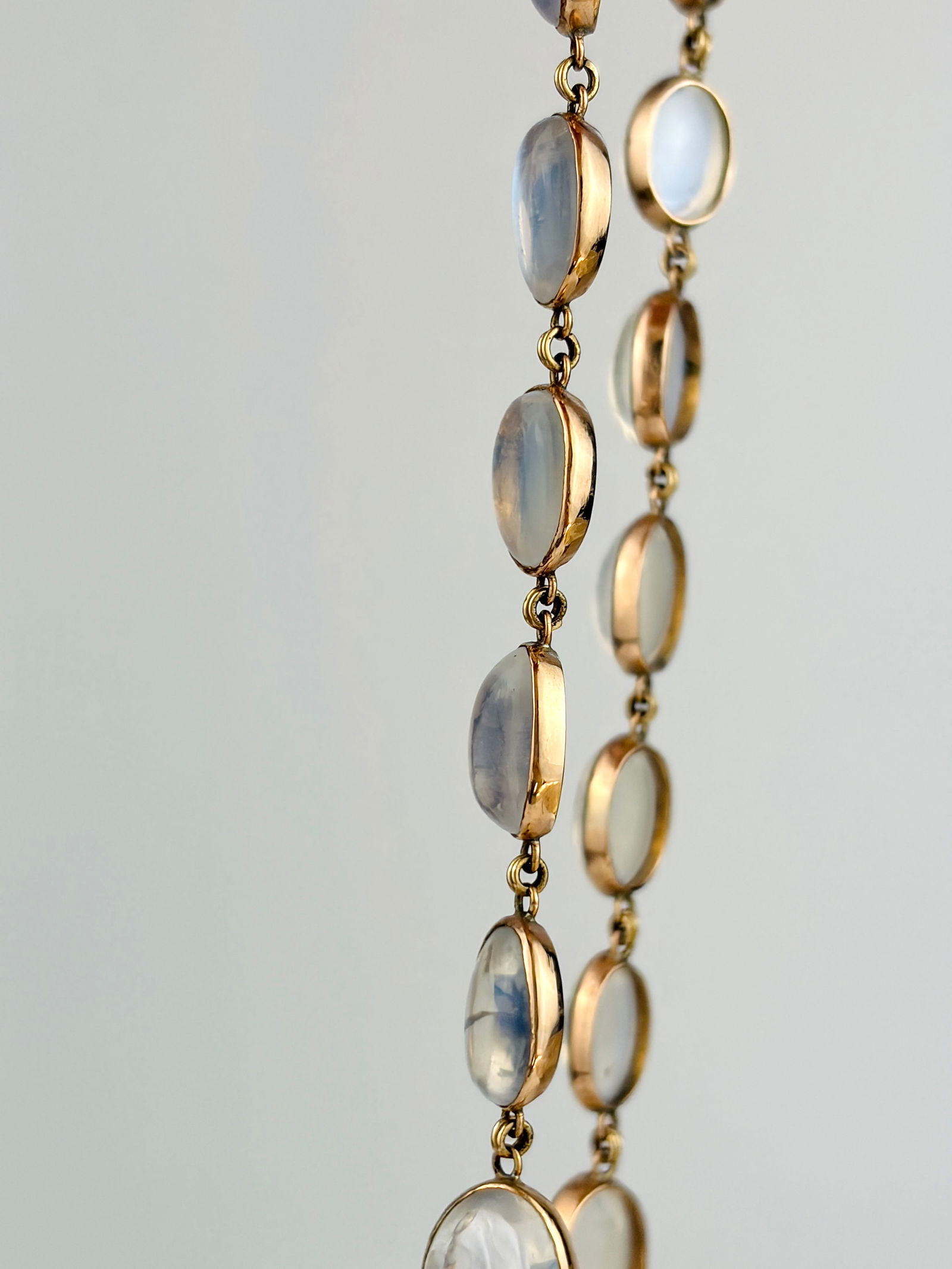 ANTIQUE GOLD CHUNKY CABOCHON MOONSTONE RIVIERE NECKLACE - 5