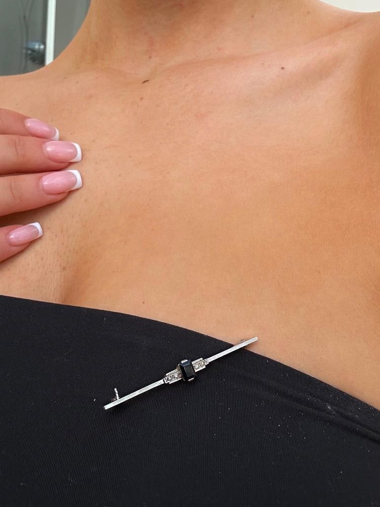 Art Deco Era 9ct White Gold Bar Brooch - 2