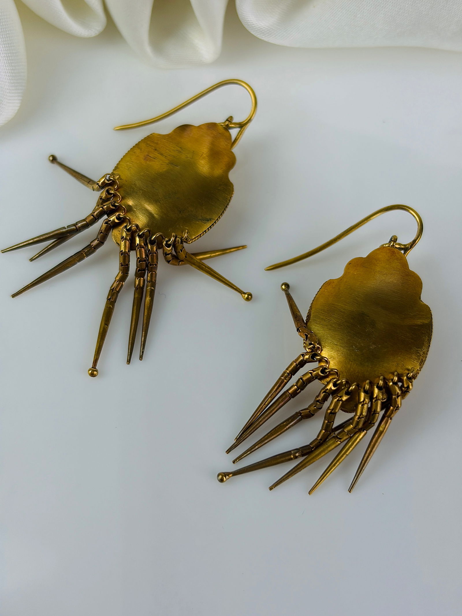 Antique 15ct yellow gold pearl , enamel and diamond fringe earrings and brooch boxed set - 5