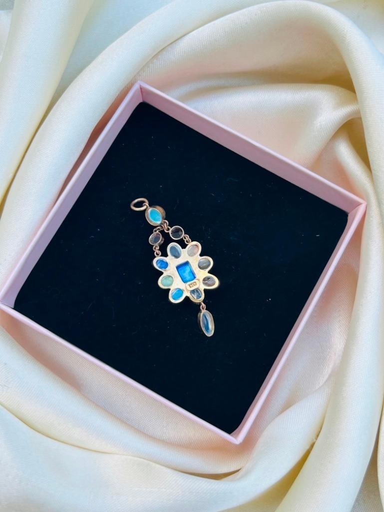 *Antique Moonstone and Ruby Gold Drop Pendant - 11