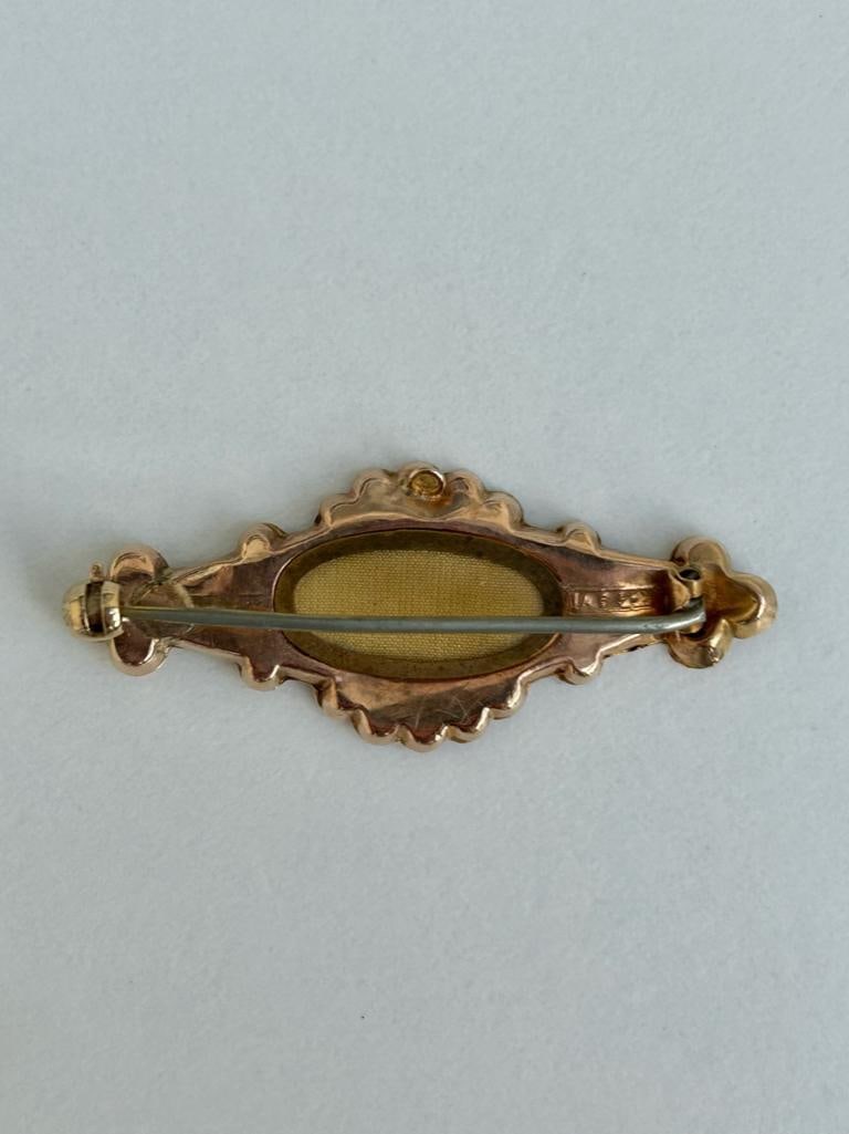 Antique Yellow Gold Ruby and Diamond Locket Back Star Bar Brooch - 5