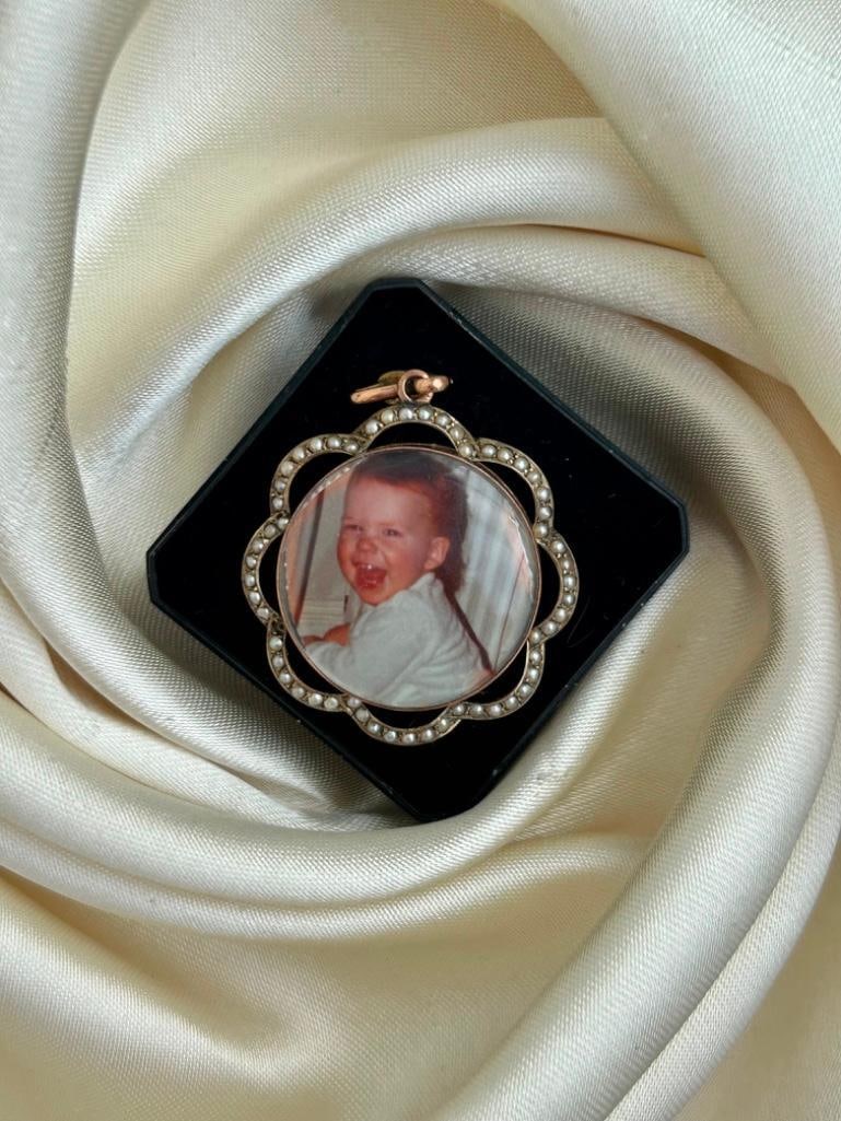 Wonderful Pearl Halo Gold Double Sided Locket Pendant - 2