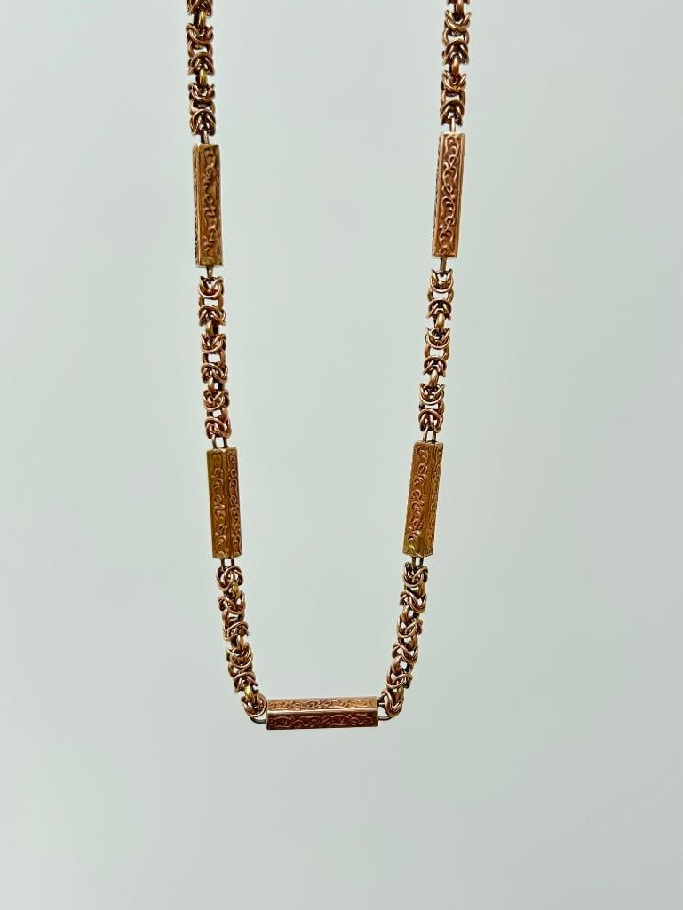 Heavy ornate antique 9ct rose gold chunky chain necklace - 3