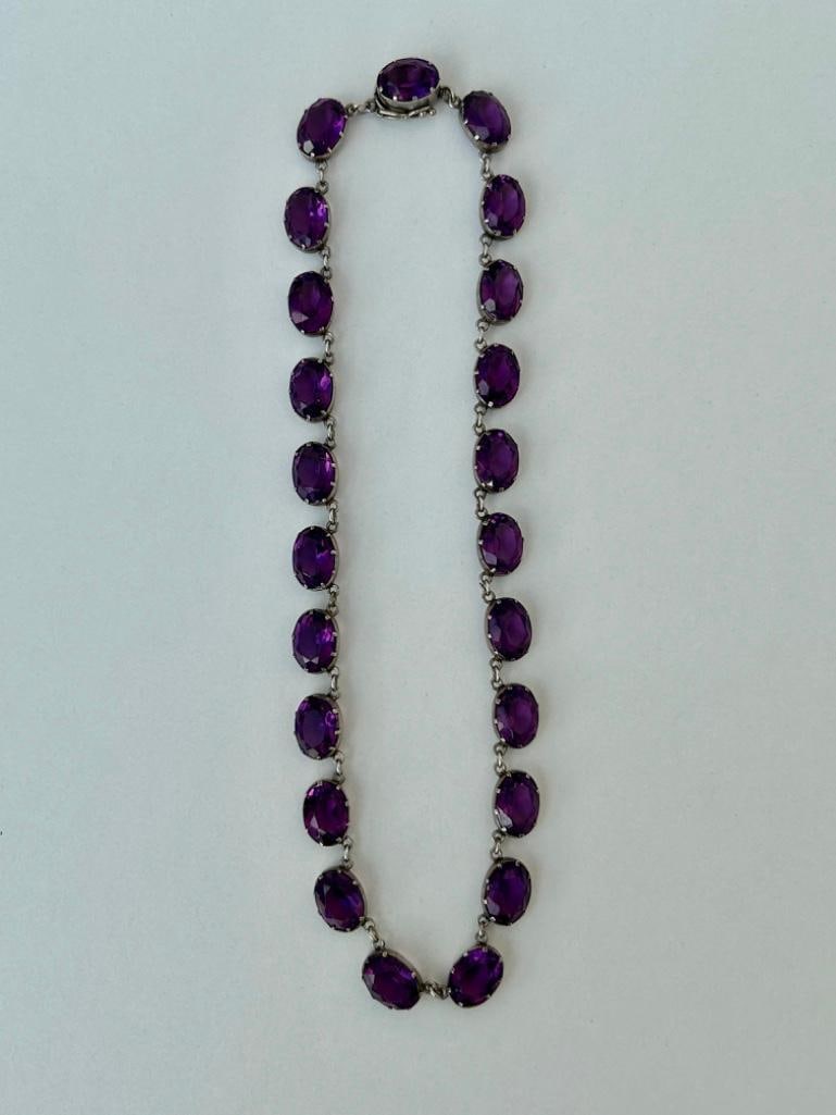 Antique Purple Paste Silver Rivière Necklace - 3