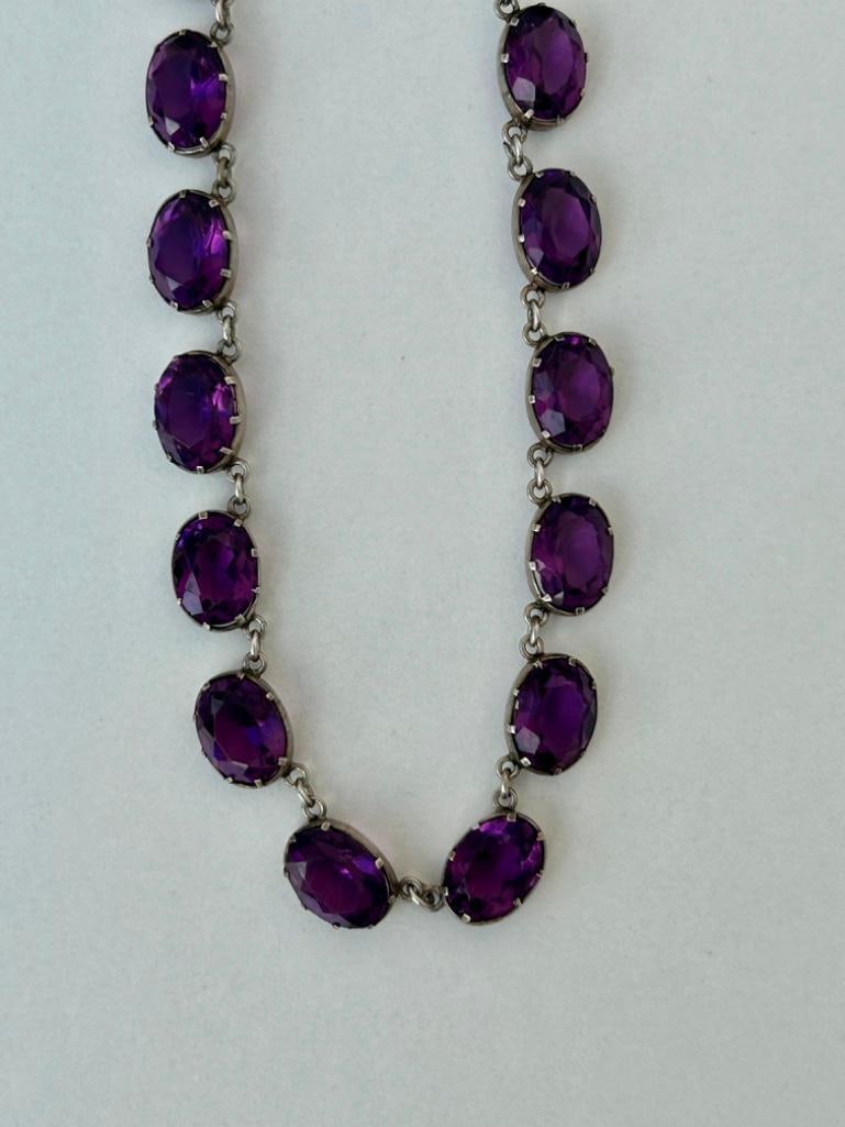 Antique Purple Paste Silver Rivière Necklace - 4