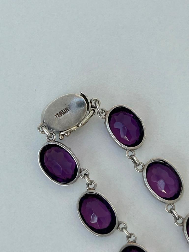 Antique Purple Paste Silver Rivière Necklace - 5