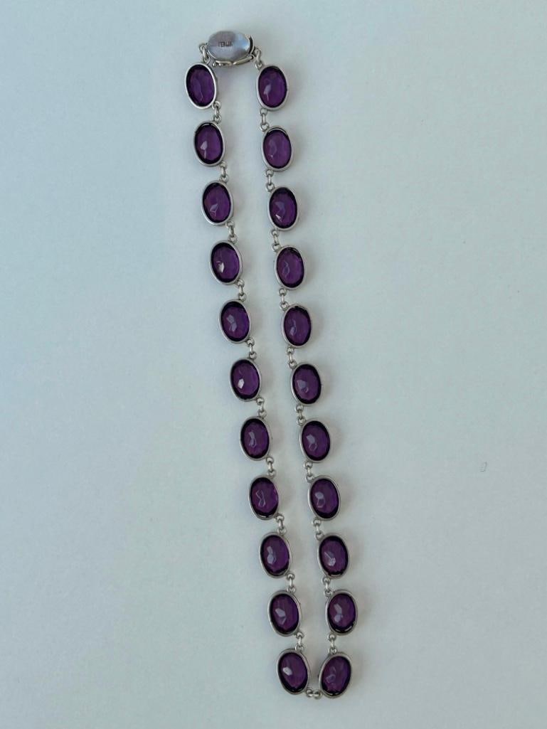 Antique Purple Paste Silver Rivière Necklace - 6