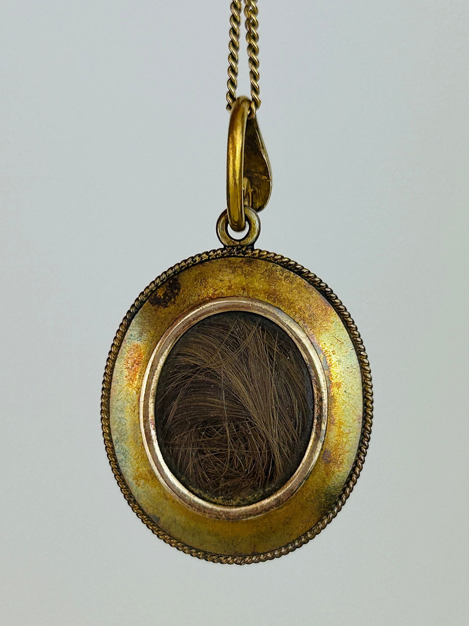 Antique Boxed Giant Foiled Back Cabochon Amethyst and Pearl Pendant in Gold - 4