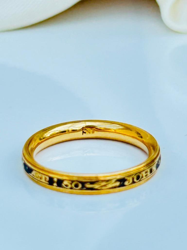 Heavy 18ct Yellow Gold Black Enamel Mourning Band c1785 - 8