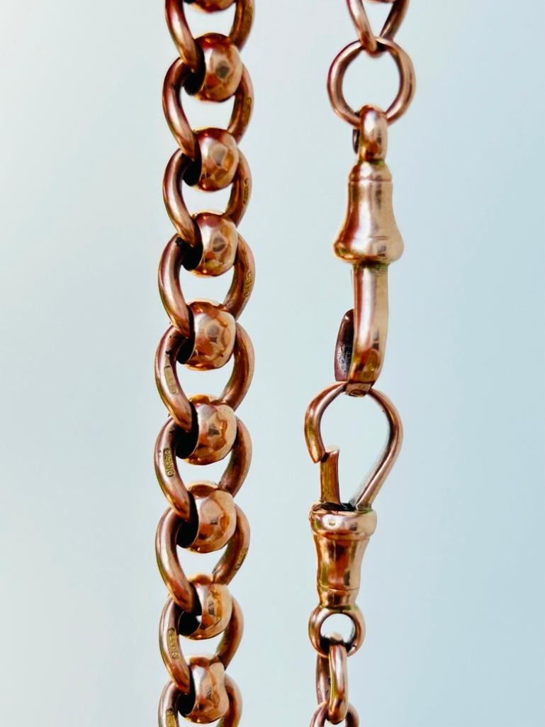 *Antique Heavy 9ct Gold Roller Ball Chain Necklace Double Dogclips - 10