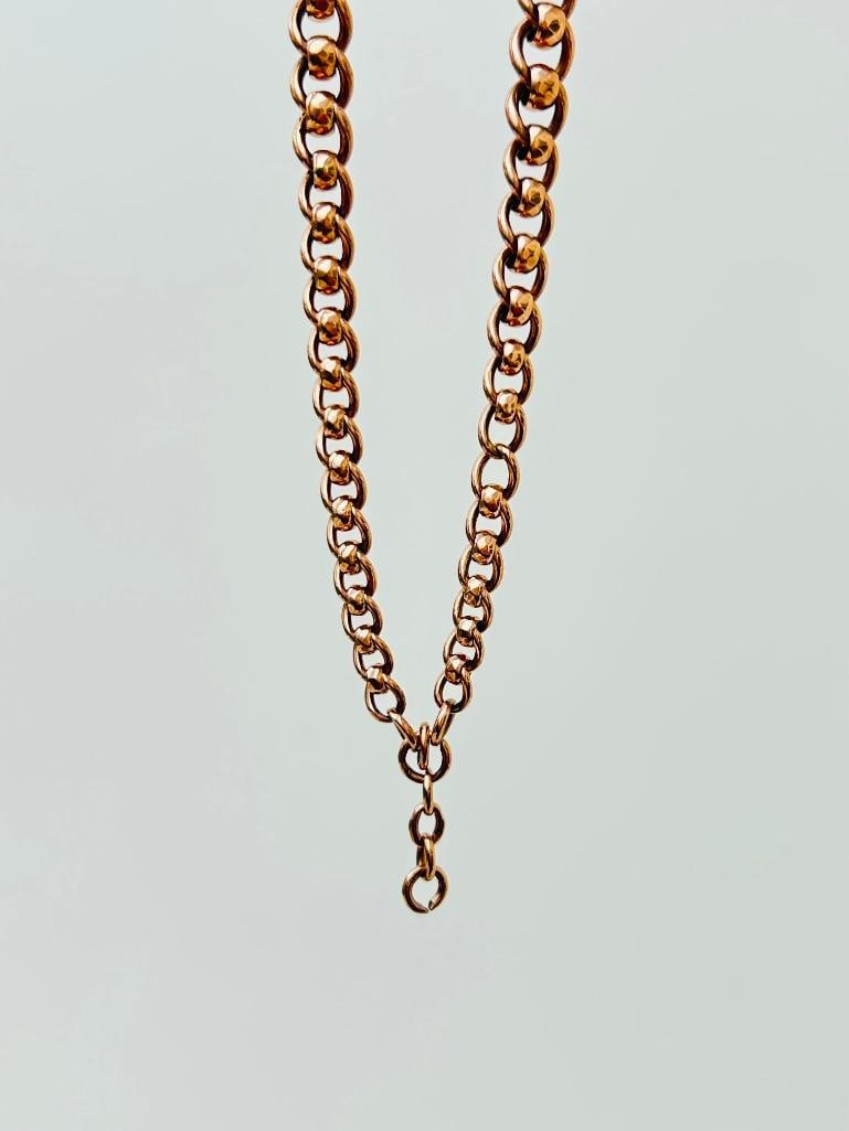 *Antique Heavy 9ct Gold Roller Ball Chain Necklace Double Dogclips - 13