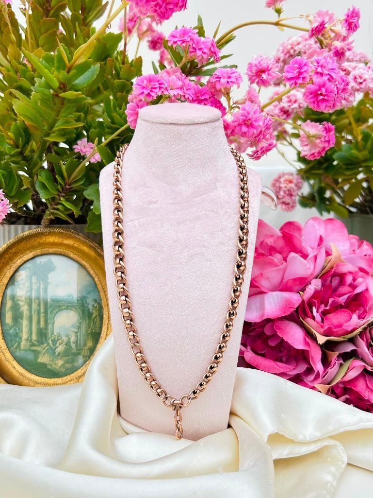 *Antique Heavy 9ct Gold Roller Ball Chain Necklace Double Dogclips - 4