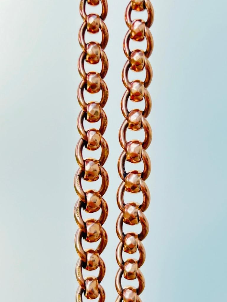 *Antique Heavy 9ct Gold Roller Ball Chain Necklace Double Dogclips - 8