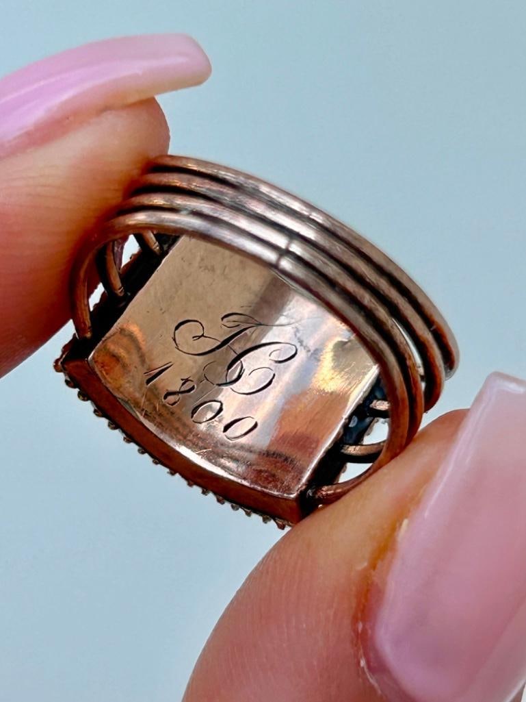 Antique Circa 1800 Opal Pear and Enamel Mourning Ring - 5