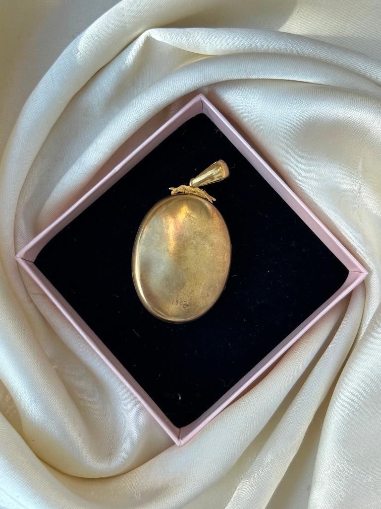 Huge / Heavy 15ct Yellow Gold Antique Ruby Front Locket Pendant - 7