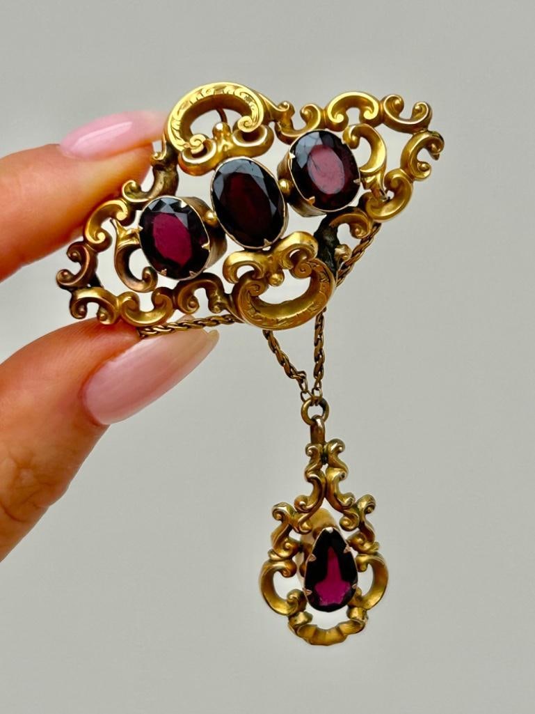 Antique Gold Pendant Brooch Large - 2