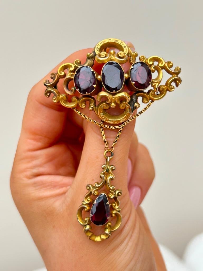 Antique Gold Pendant Brooch Large - 4
