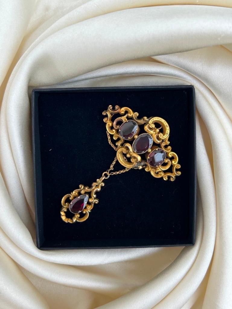 Antique Gold Pendant Brooch Large - 7