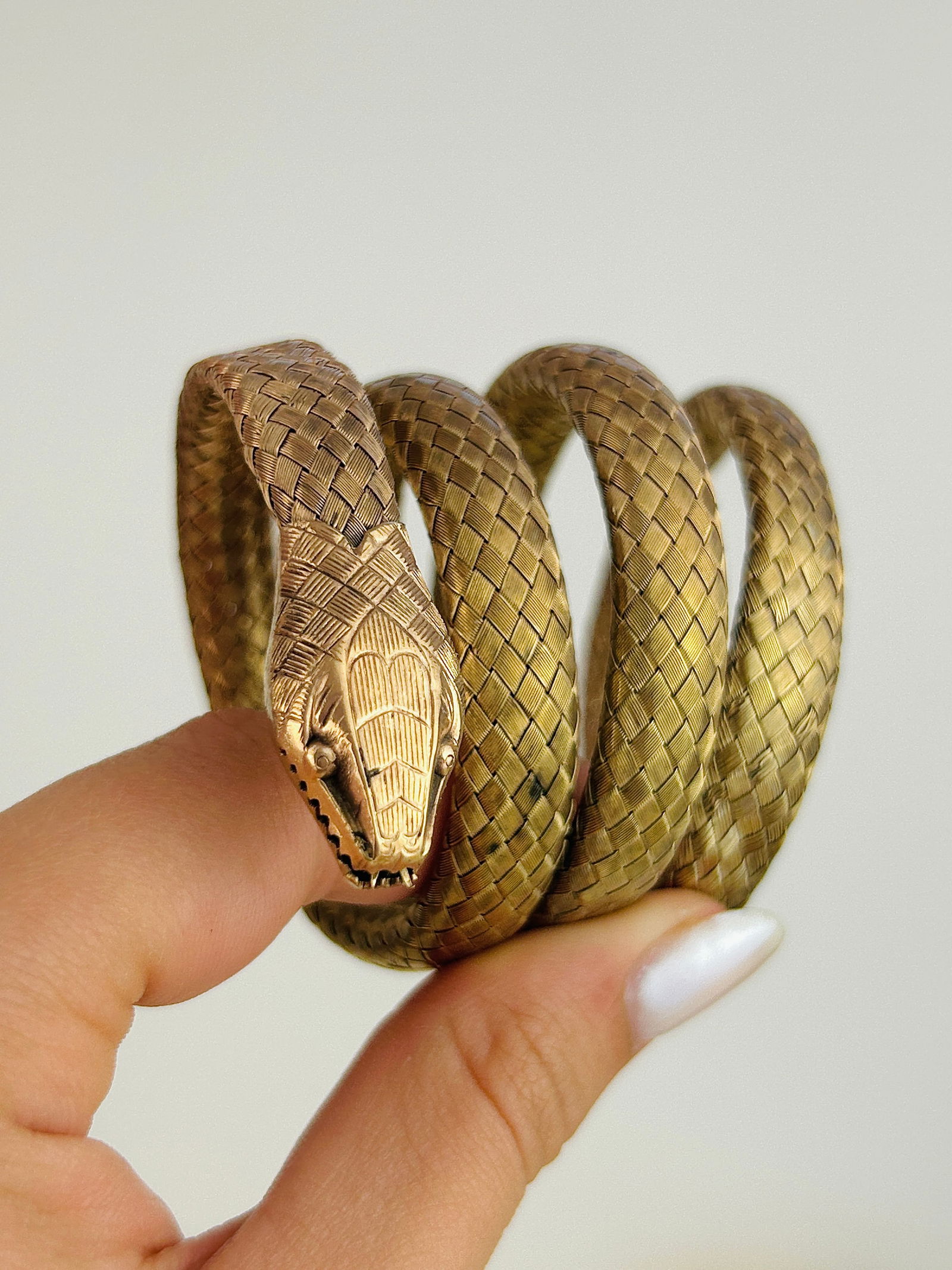 Gilt Quadruple Coiled Snake Bangle Bracelet - 3