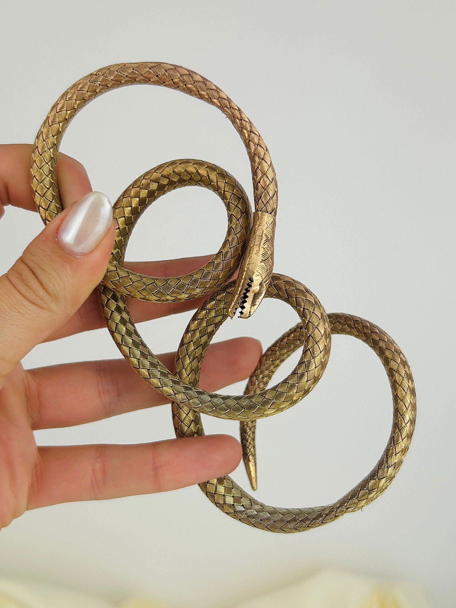 Gilt Quadruple Coiled Snake Bangle Bracelet - 4