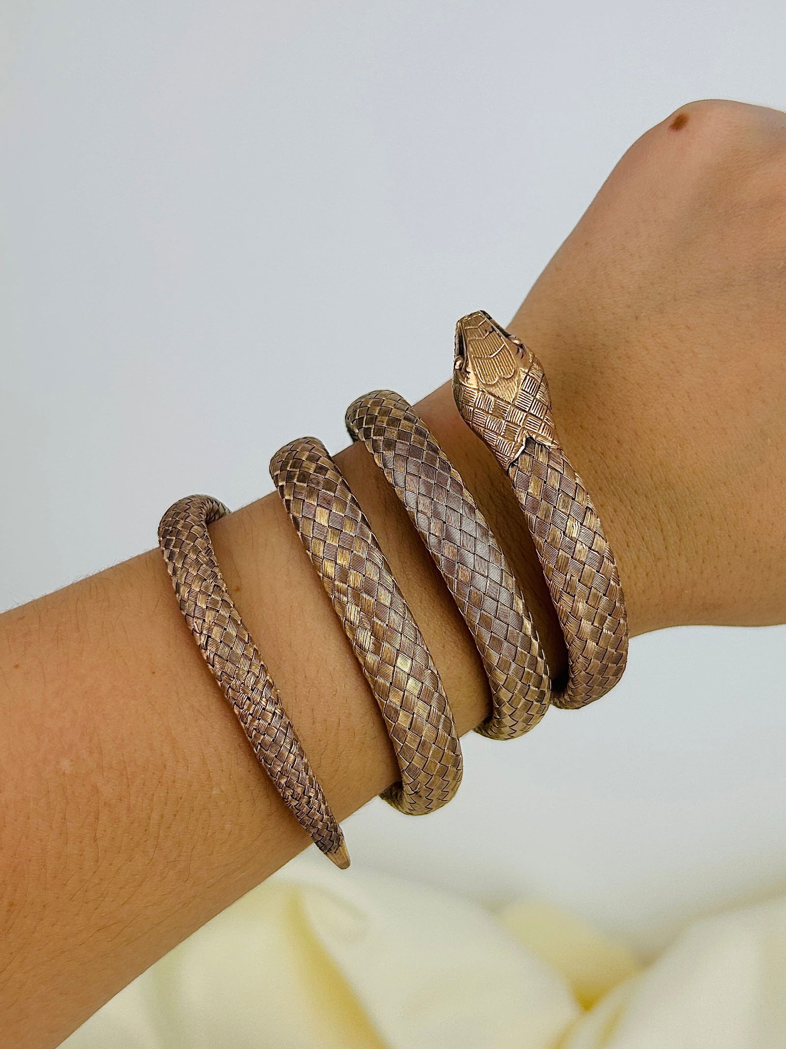 Gilt Quadruple Coiled Snake Bangle Bracelet - 5