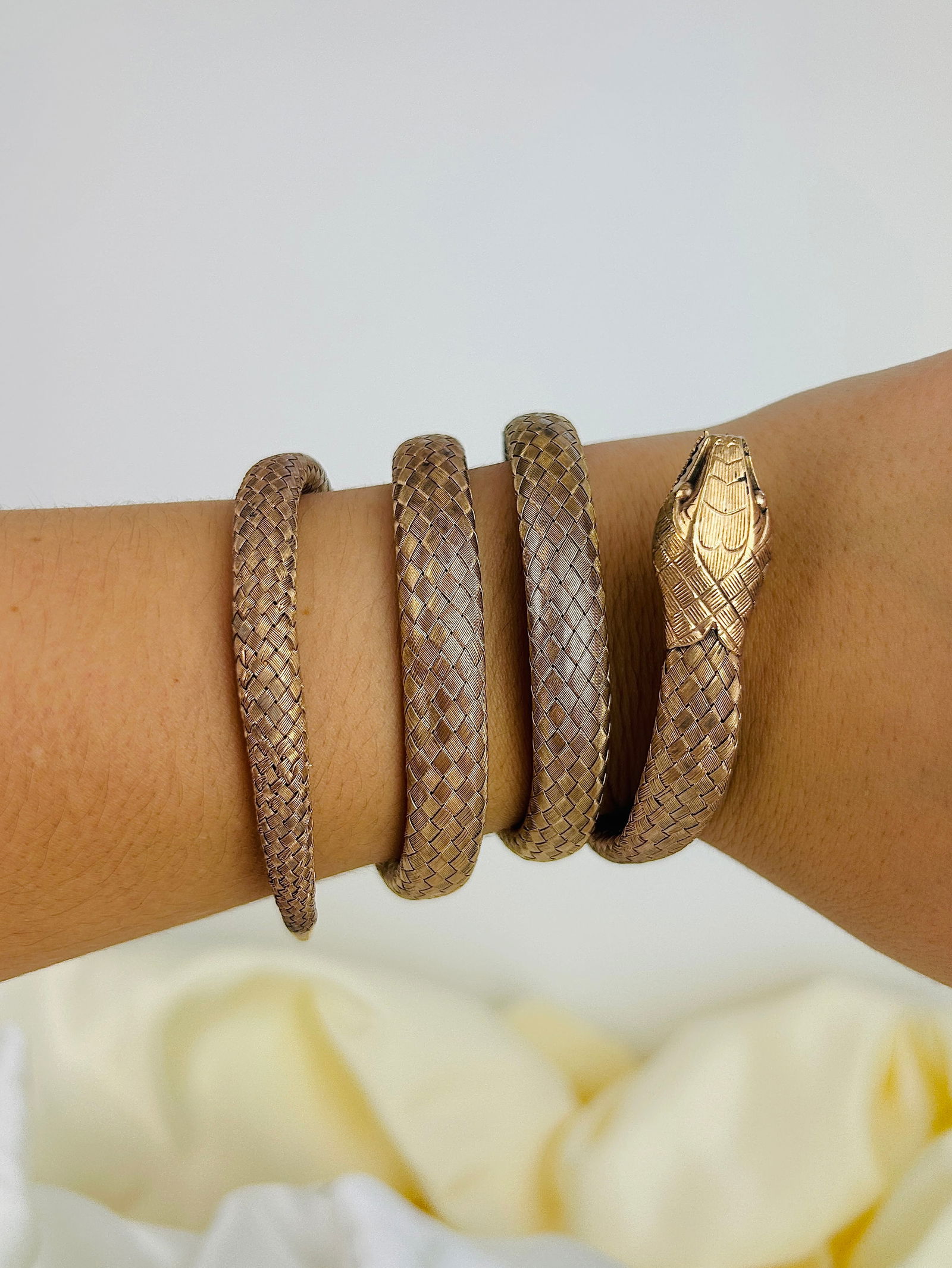 Gilt Quadruple Coiled Snake Bangle Bracelet - 6