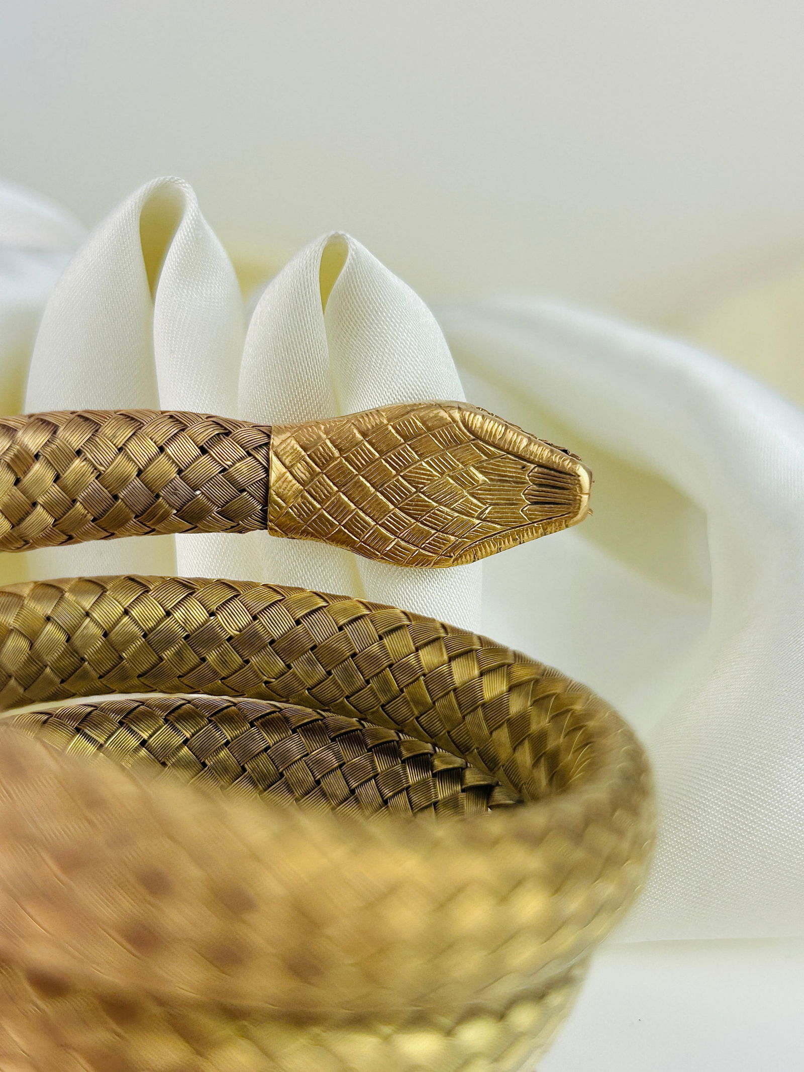 Gilt Quadruple Coiled Snake Bangle Bracelet - 8