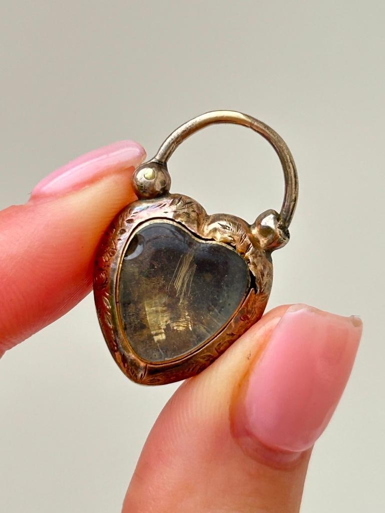 Chunky Antique Cabochon Garnet and Gold Padlock with Locket Back - 8