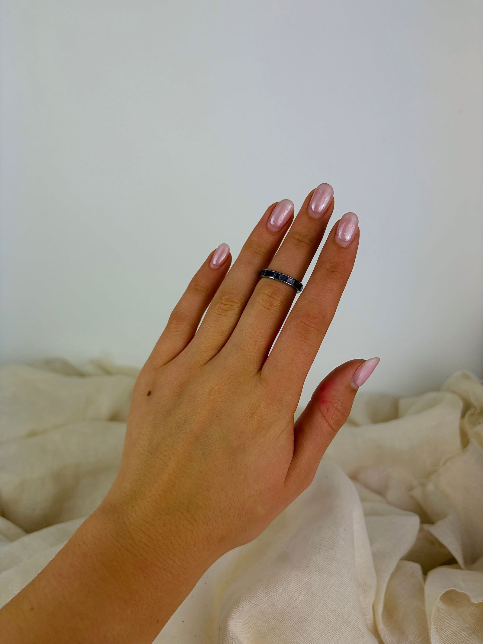 antique platinum sapphire full eternity band ring - 7