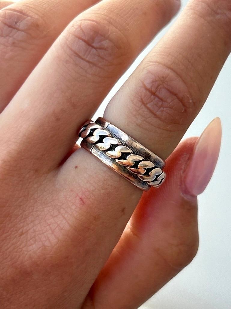 Heavy 9CT gold chain-link band Ring - 2