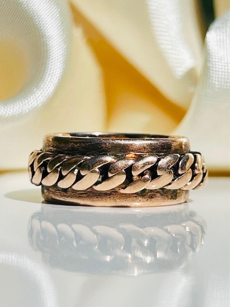 Heavy 9CT gold chain-link band Ring - 6