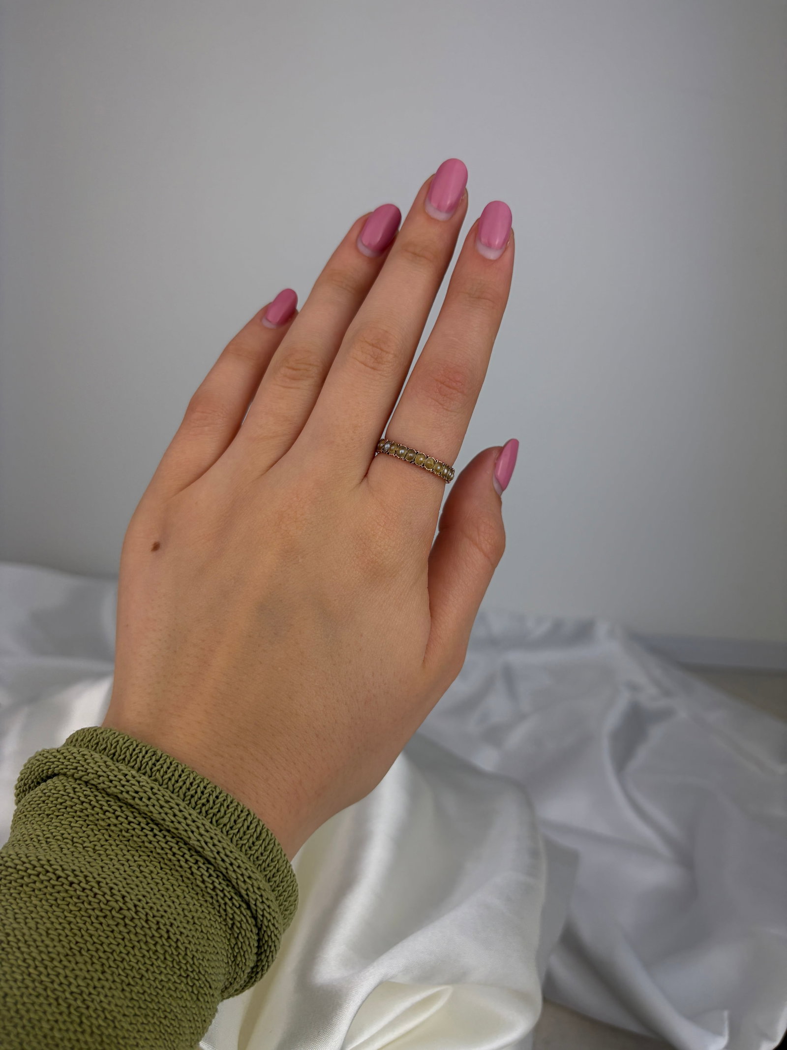 ANTIQUE GEORGIAN PEARL FULL ETERNITY RING IN GOLD - 5