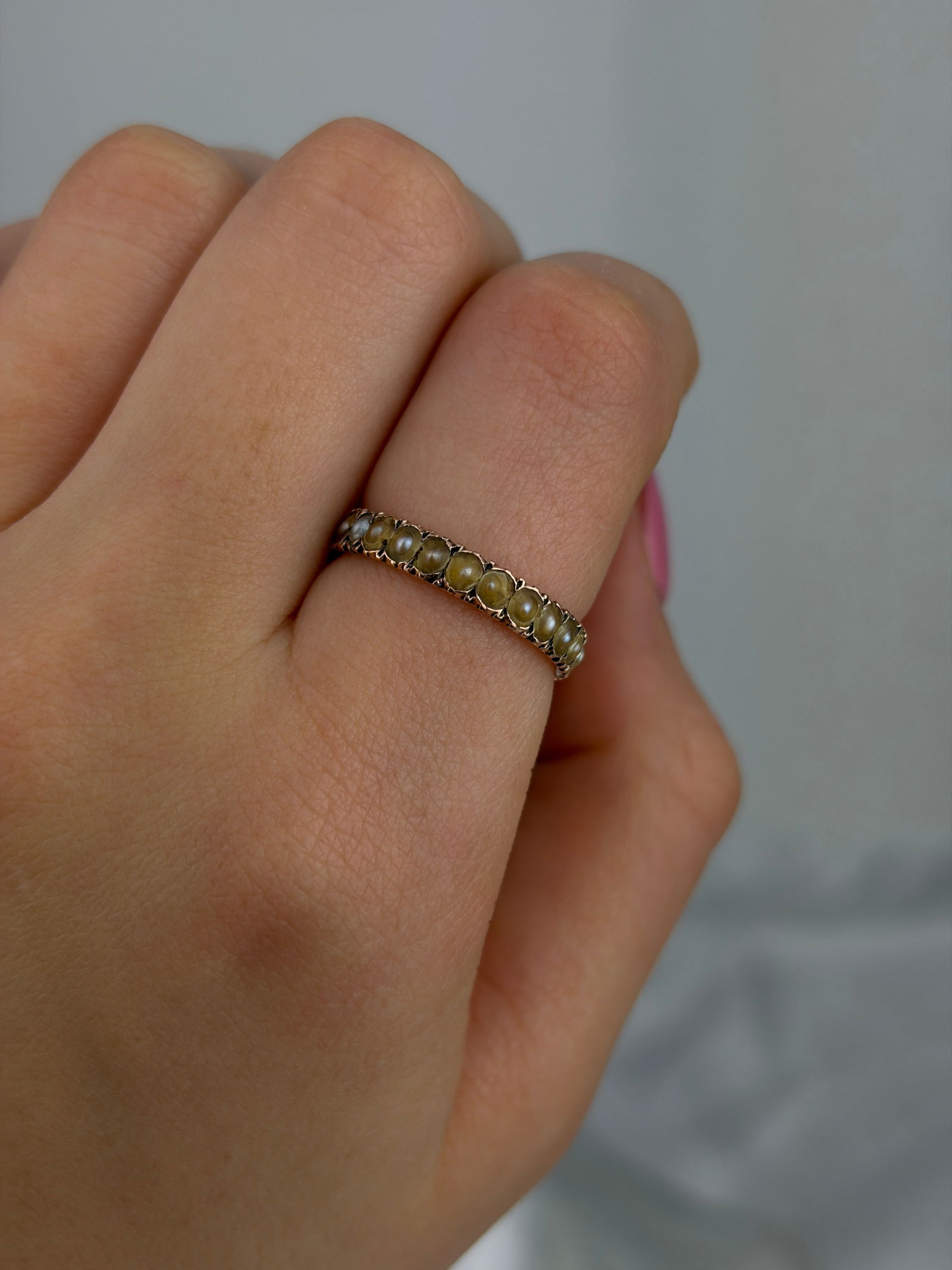 ANTIQUE GEORGIAN PEARL FULL ETERNITY RING IN GOLD - 6