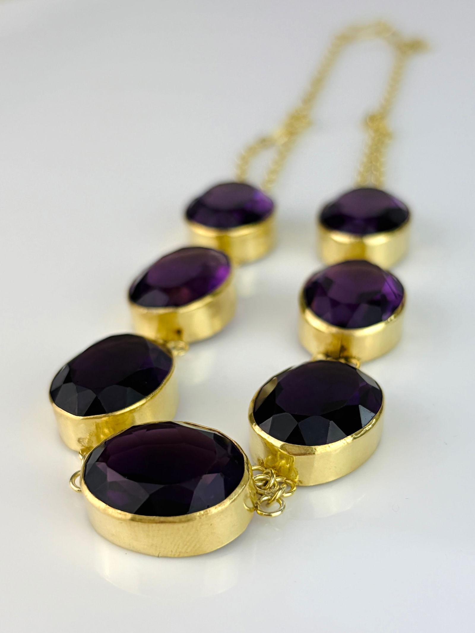 Chunky Antique Purple Paste Necklace in Silver Gilt - 6