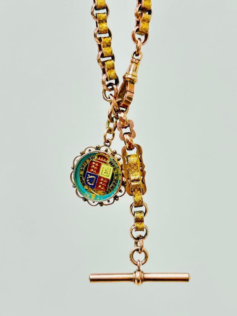 *Antique 9ct Yellow Gold Chunky Star Link Chain Necklace - 11