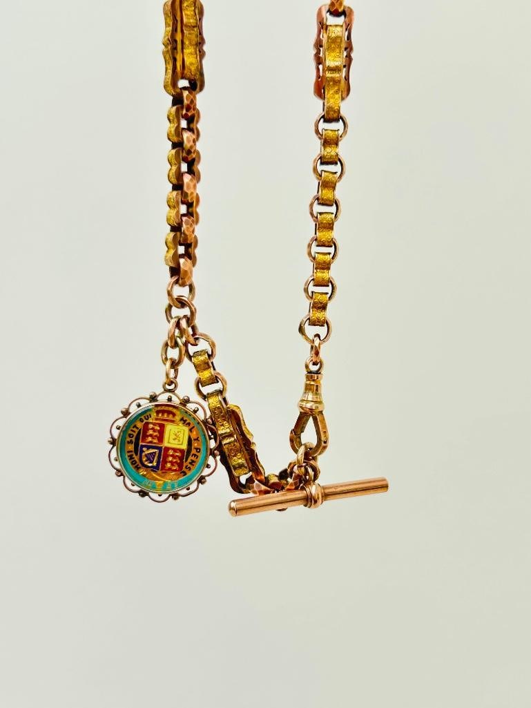 *Antique 9ct Yellow Gold Chunky Star Link Chain Necklace - 12