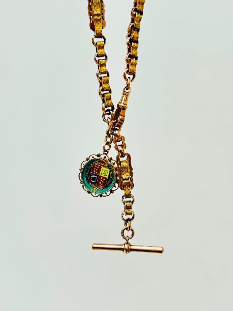 *Antique 9ct Yellow Gold Chunky Star Link Chain Necklace - 2