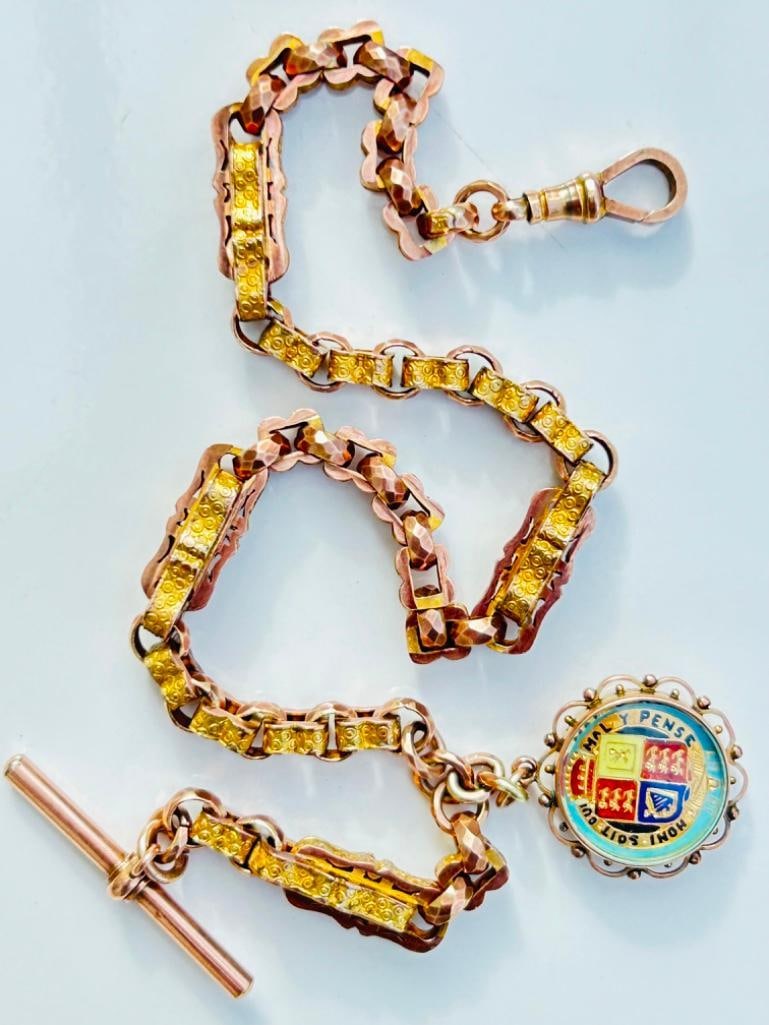 *Antique 9ct Yellow Gold Chunky Star Link Chain Necklace - 3