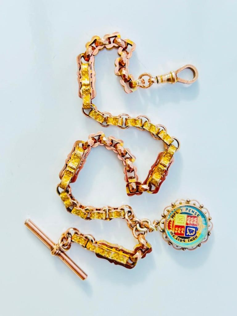 *Antique 9ct Yellow Gold Chunky Star Link Chain Necklace - 5