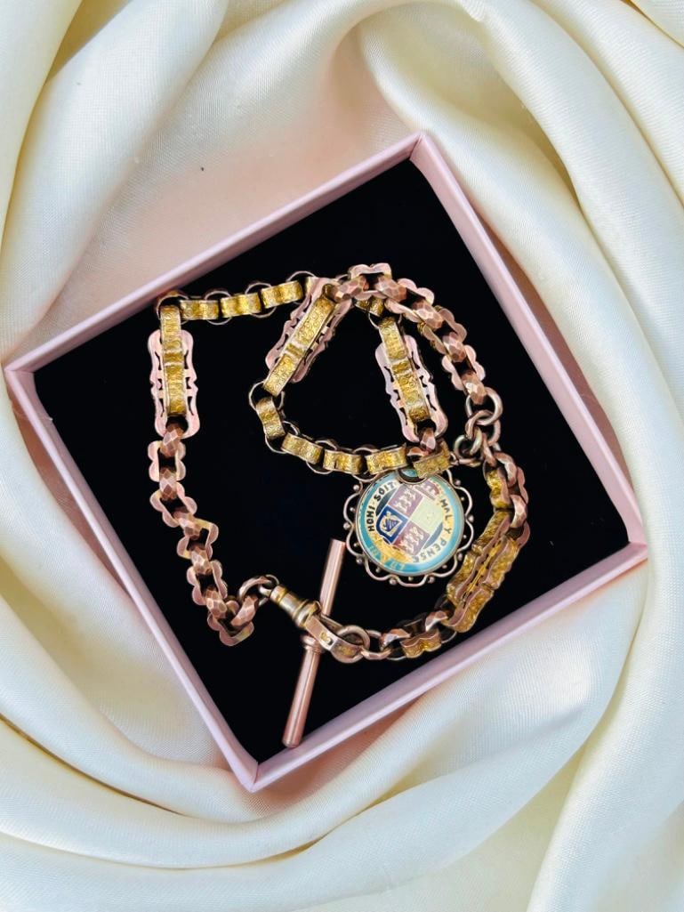 *Antique 9ct Yellow Gold Chunky Star Link Chain Necklace - 6