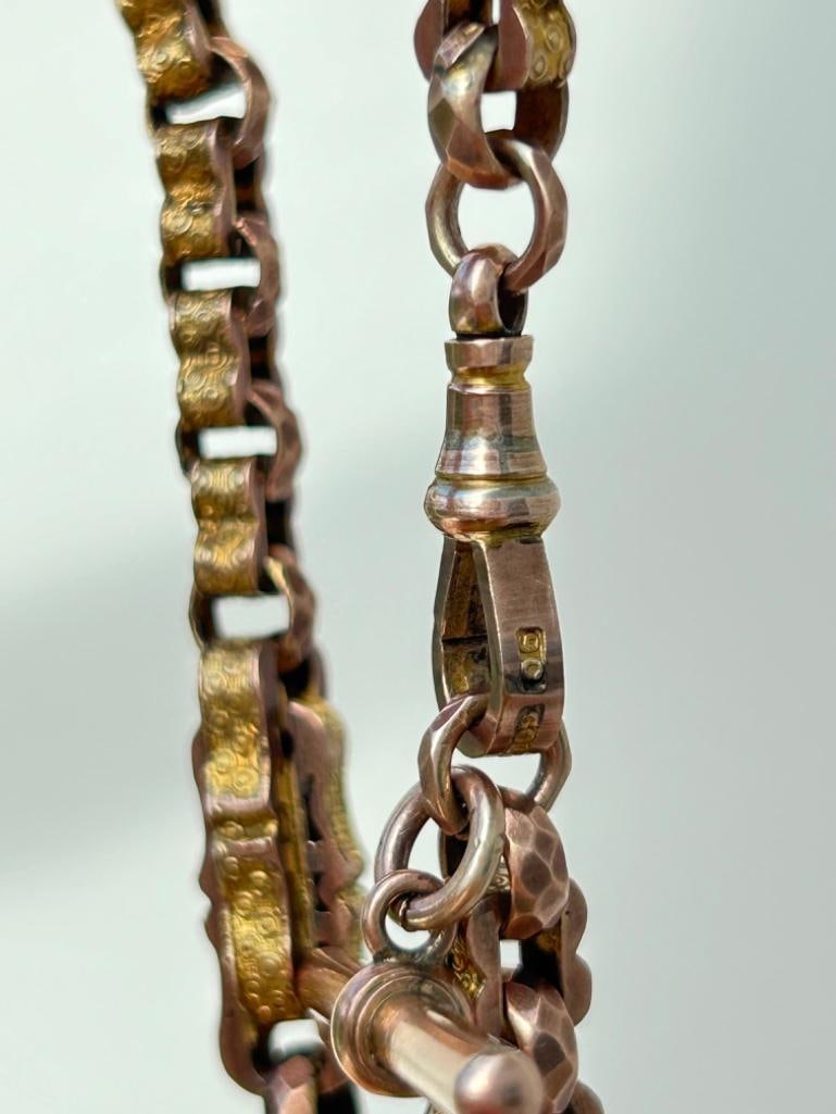 *Antique 9ct Yellow Gold Chunky Star Link Chain Necklace - 7