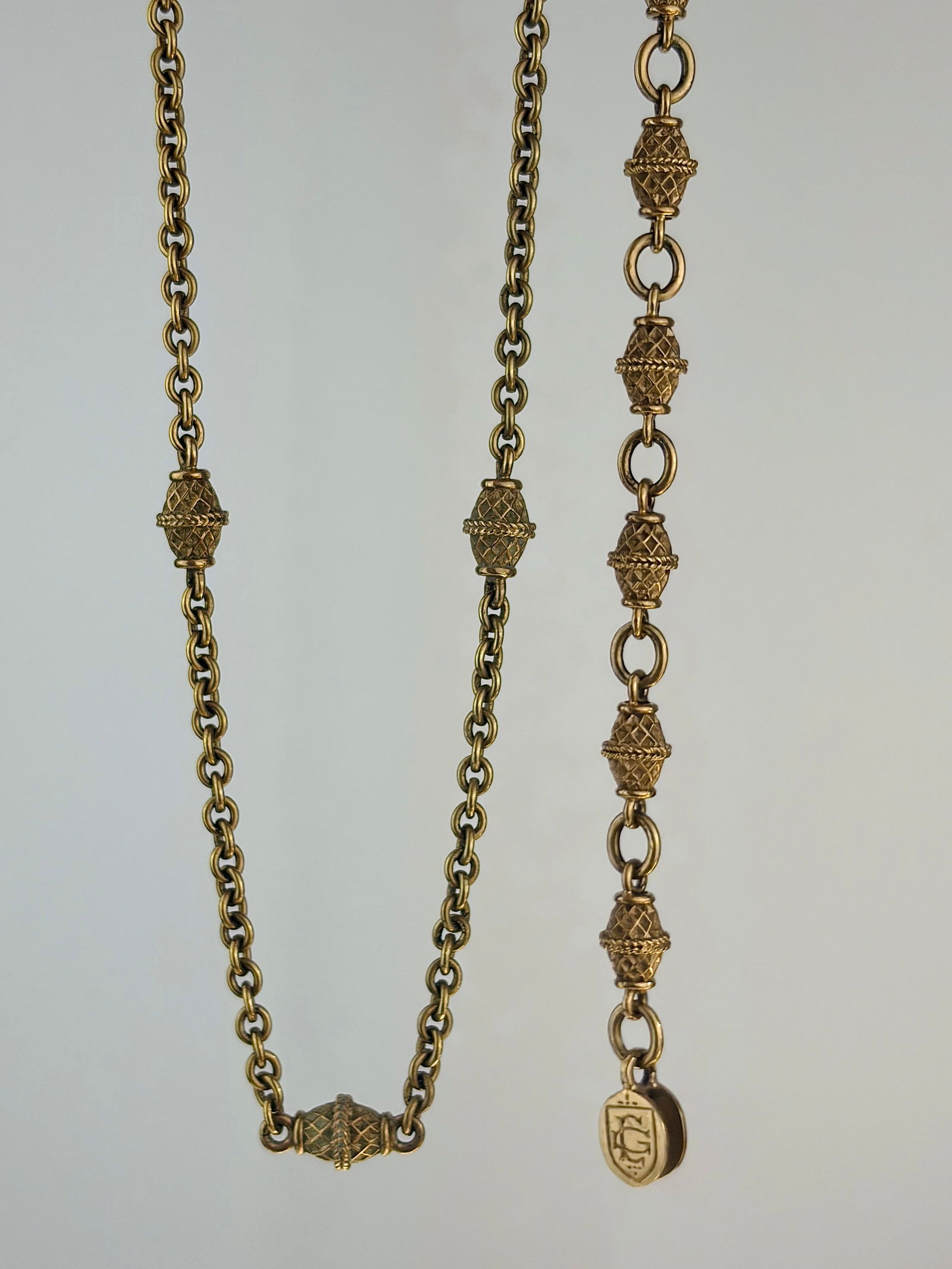 unusual design heavy 9ct gold fancy link chain necklace and bracelet set (1 of 9)